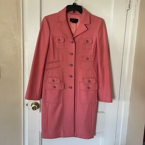 BCBGMaxAzria Pink Single-Breasted Wool-Blend Trench Coat